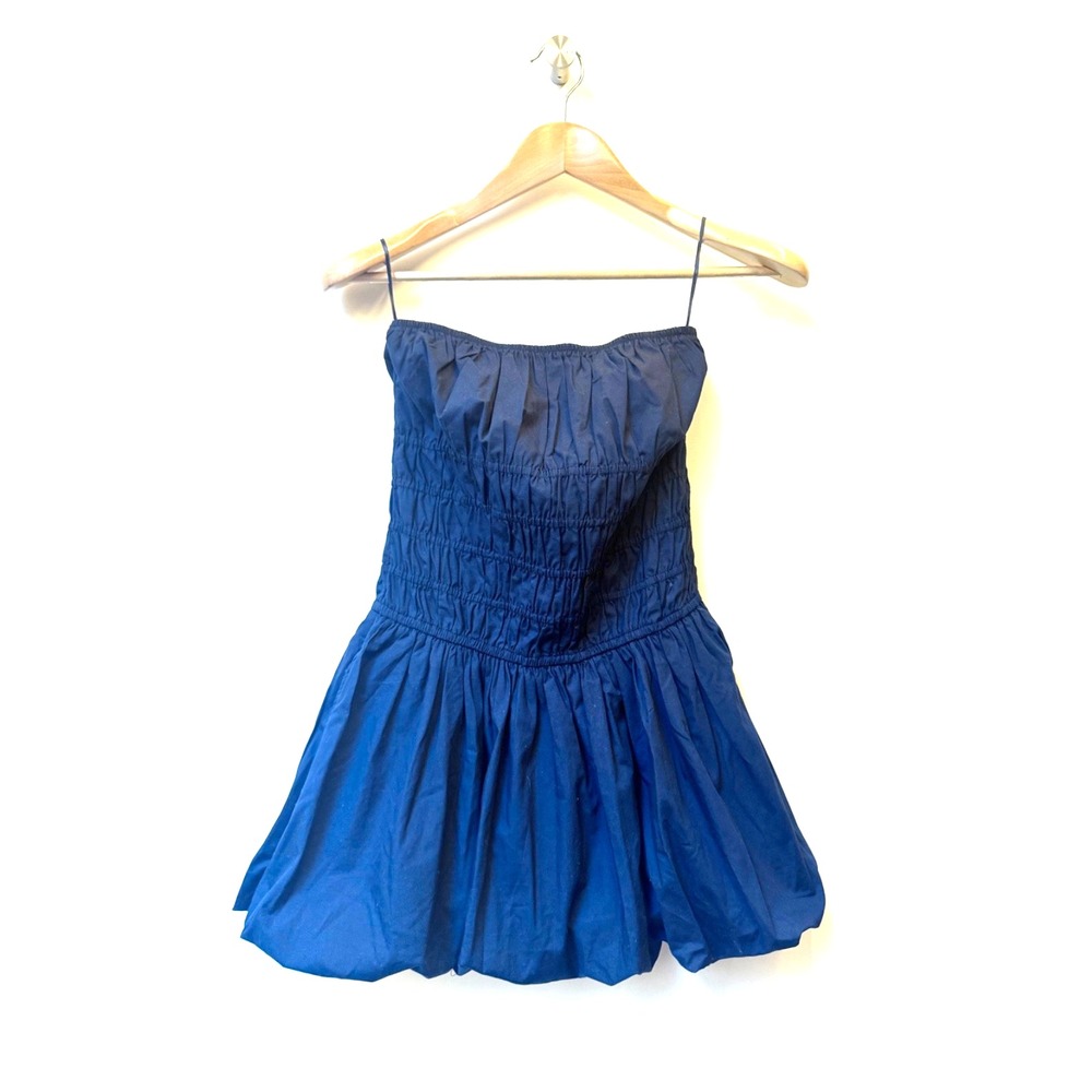 Hollister Navy‎ Blue Strapless Sleeveless Ruffle Dress Size Small Y2K Darling!